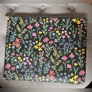 Floral Zip Pouch - Black with Multicolor Wildflowers